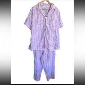 Character Pajamas Seersucker XL Pink Floral Pants & Top